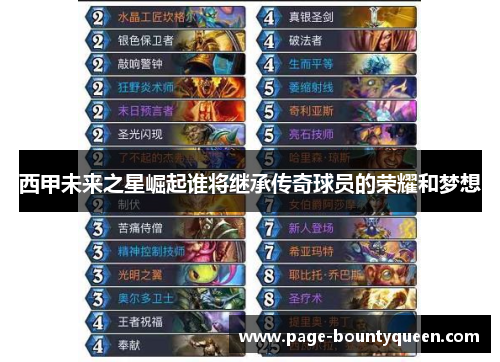 西甲未来之星崛起谁将继承传奇球员的荣耀和梦想 西甲未来之星崛起谁将继承传奇球员的荣耀和梦想